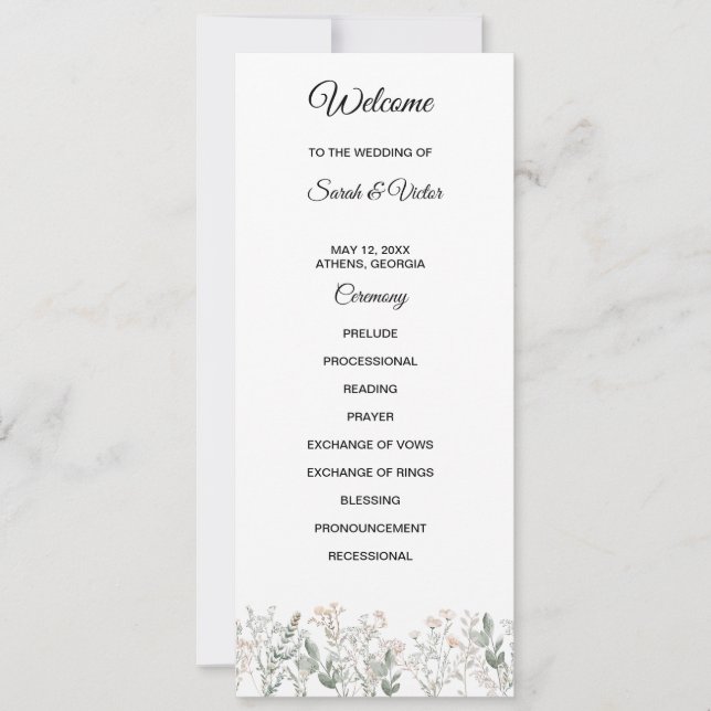 Forest Wildflowers Wedding Program (Vorderseite)