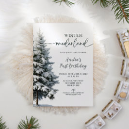 Forest Winter Onederland Geburtstag Einladung