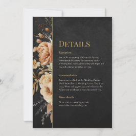 Forest Witch Black Floral Wedding Details Card Einladung