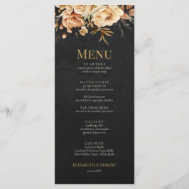 Forest Witch Black Floral Wedding Menu Menükarte