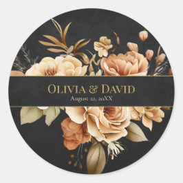 Forest Witch Black Floral Wedding Round Sticker