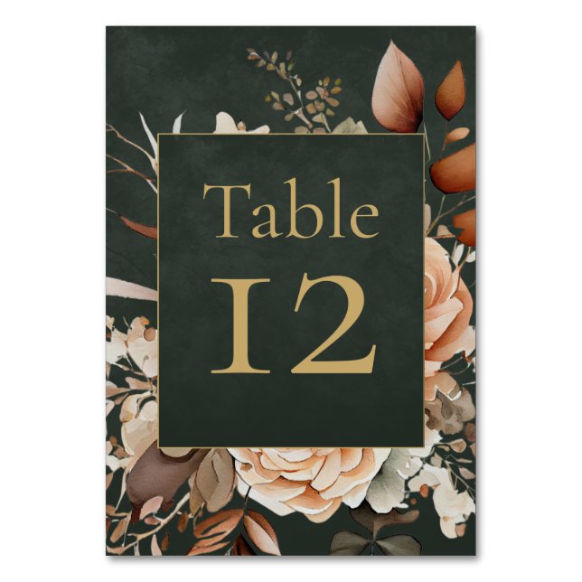 Forest Witch Green Floral Table Number Card Tischnummer (Vorderseite)