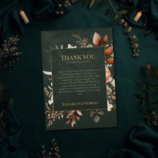 Forest Witch Green Floral Wedding Thank You Card Dankeskarte