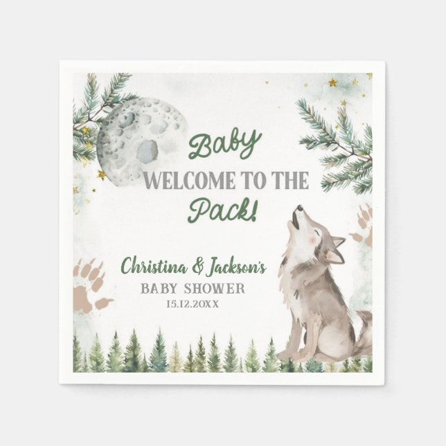 Forest Wolf Baby Duschpapier Napkins Serviette (Vorderseite)