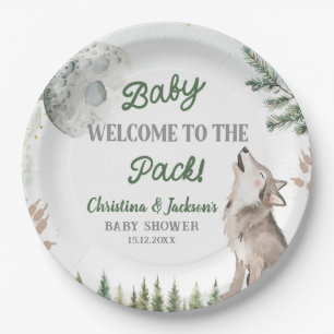 Forest Wolf Babyduschplatte Pappteller