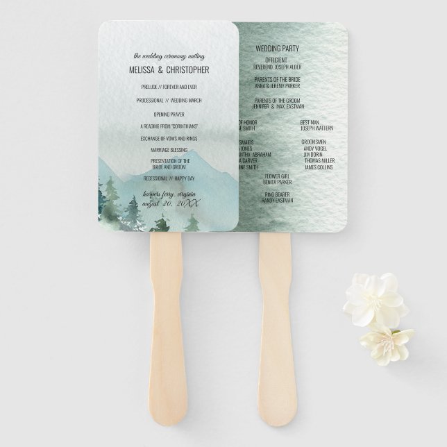 Forest Wonder Rustic Pine Hochzeit Zeremonie Fächer (Vorne und Hinten)