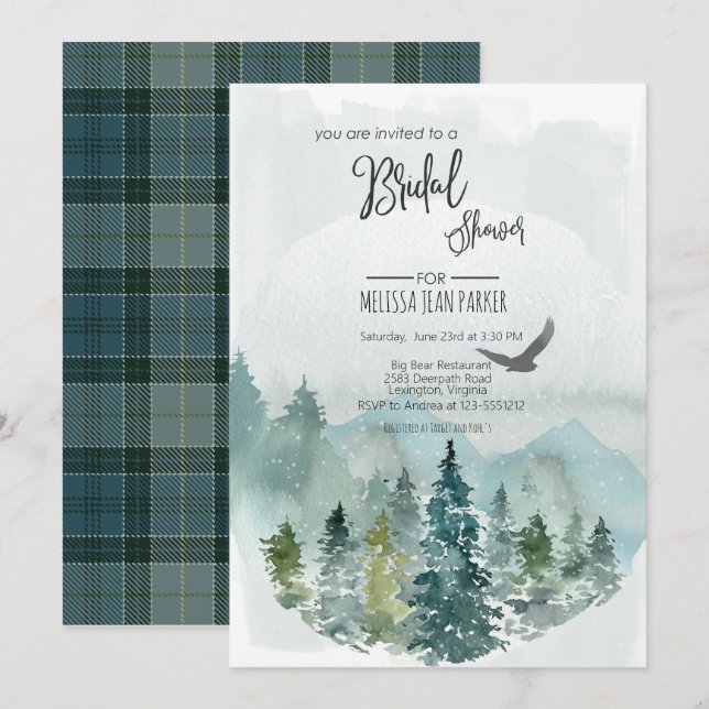 Forest Wonder Rustic Pine nuptiale Invitation (Devant / Derrière)