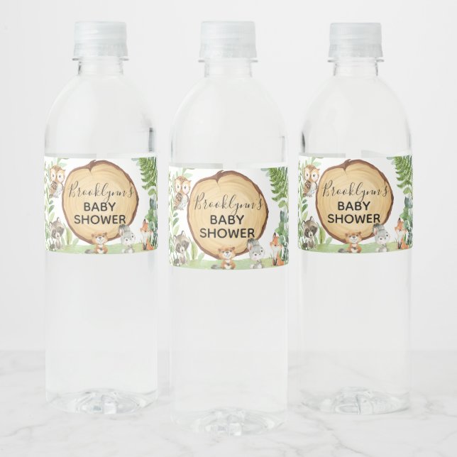 Forest Woodland Animal Baby Dusche Personalisiert (Flaschen)