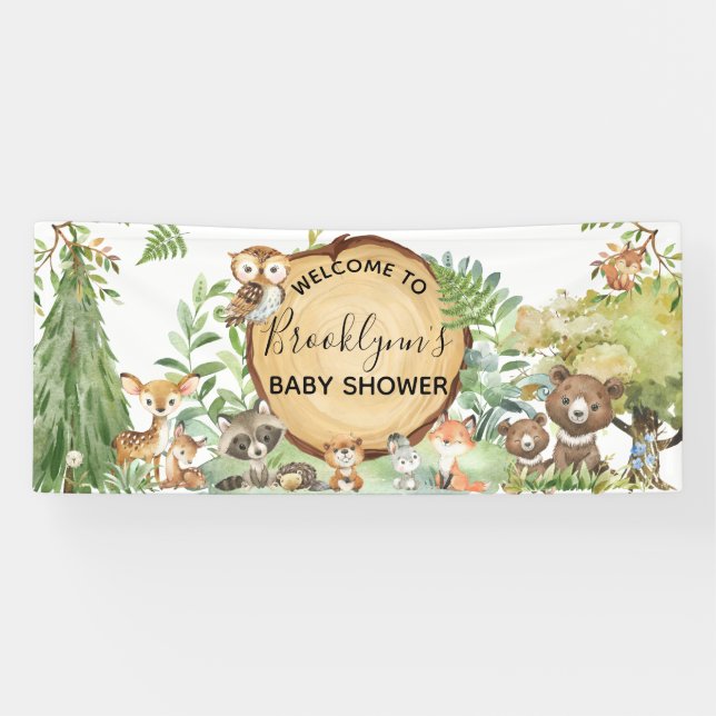 Forest Woodland Animal Baby Dusche Willkommen Banner (Horizontal)