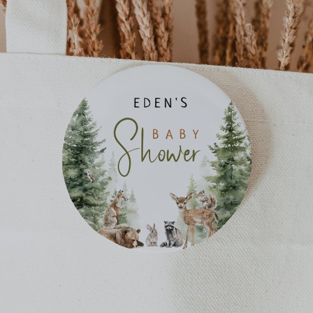 Forest Woodland Animals Baby Showbutton Button (Von Creator hochgeladen)