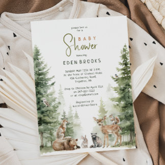 Forest Woodland Animals Kinderdusche Einladung