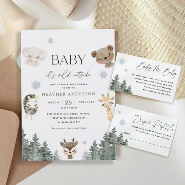 Forest Woodland Baby Es ist kalte Outside Baby Dus Einladung (Von Creator hochgeladen)
