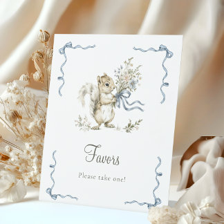 Forest Woodland Blue Bow Squirrel Diaper Raffle  Sockelschild