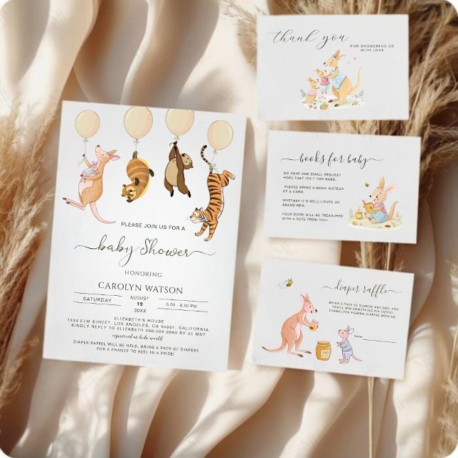 Forest Woodland Kangaroo Kinderdusche Windelwindel Begleitkarte (Von Creator hochgeladen)