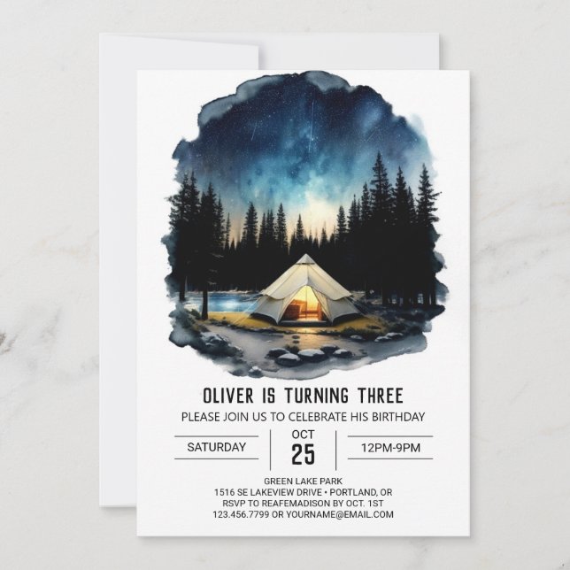 Forêt amis Camper Invitation d'anniversaire (Devant)
