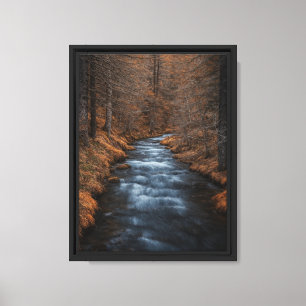 Forêt Automne Rivière Mur toile d'art Imprimer