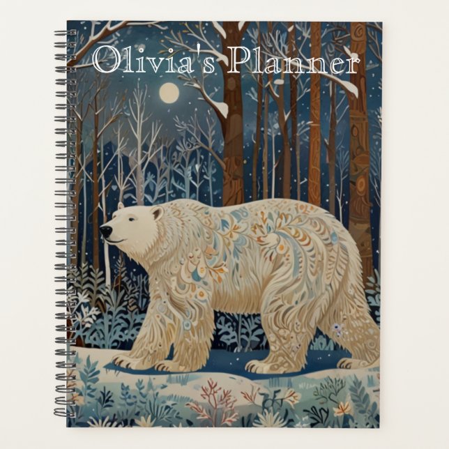 Forêt bohème d'hiver de l'ours blanc rétro (Devant)