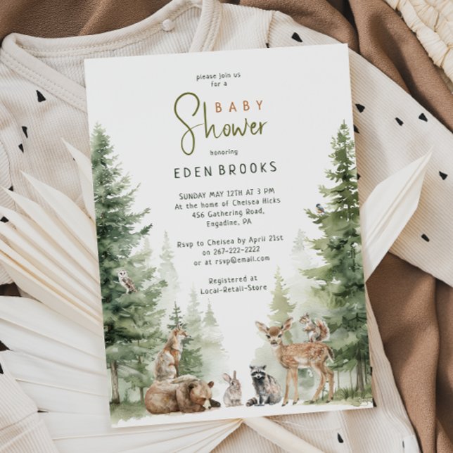 Forêt Bois Animaux Baby shower Invitation (Créateur téléchargé)
