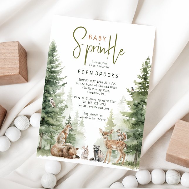 Forêt Bois Animaux Baby Sprinkle Invitation (Créateur téléchargé)