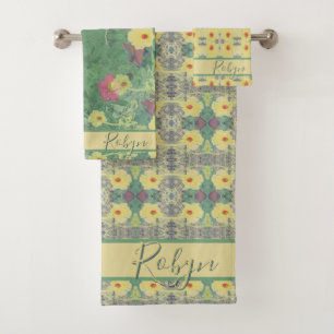 Forêt Daisy Floor avec nom Serviette de bain ensem