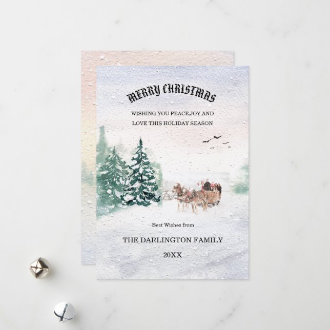 Forêt de neige Joyeux Noël Carte de vacances (Devant/Arrière en situation)
