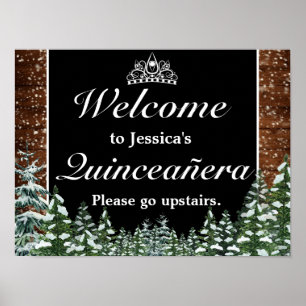 Forêt de neige noire Tiara Quinceanera Affiche de 