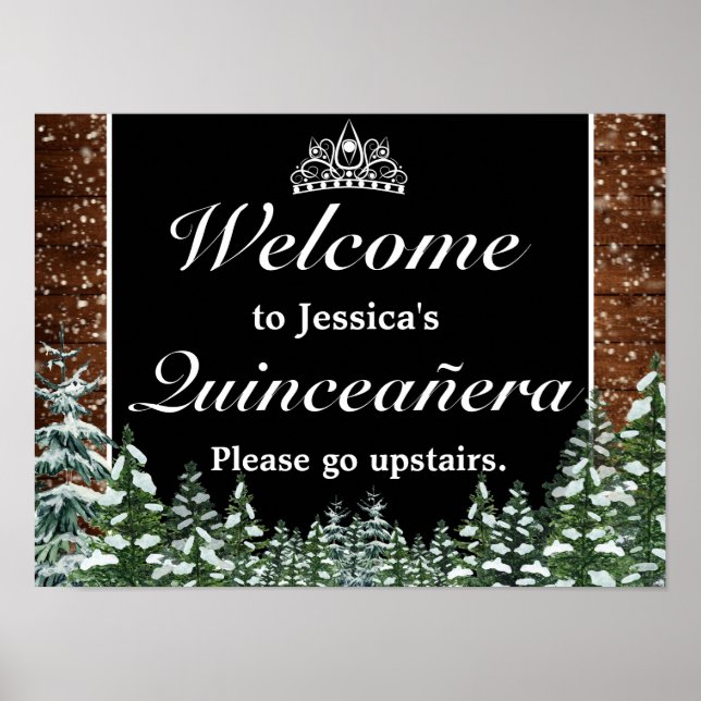 Forêt de neige noire Tiara Quinceanera Affiche de  (Devant)
