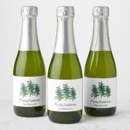 Forêt d'hiver Joyeux Noël Étincelant Vin Étiquette