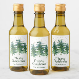 Forêt d'hiver Joyeux Noël Vin Étiquette