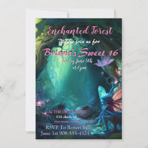 Forêt enchantée Fée Sweet 16 Invitation