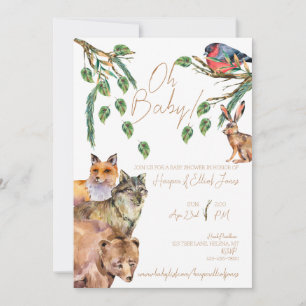 Forêt forestière   INVITATION BABY SHOWER   Neutre