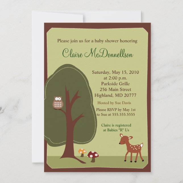 Forêt forestière Nature 5x7 Baby shower Invitation (Devant)