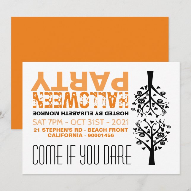 Forêt hantée Miroir de fête d'Halloween Invitation (Devant / Derrière)