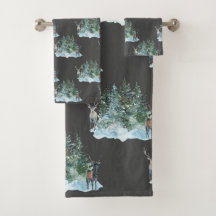 Forêt hivernale merveilleuse bois de cerf pins