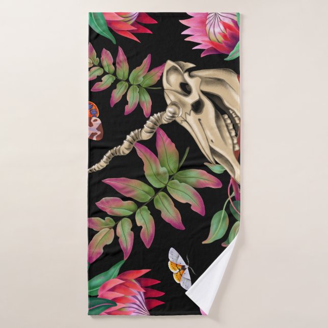 Forêt magique Unicorn Motif foncé. (Serviette de bain)