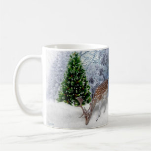 Forêt paisible avec Mug de Noël de cerfs