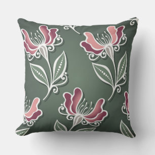 Forêt Tulipe verte Floral Coussin décoratif
