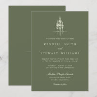 Forêt verte moderne Faire-part de mariage rustique