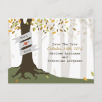 Forêt / Woodland Fall Enregistrer La Date Carte Po