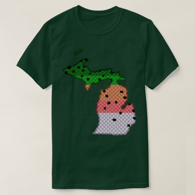 Foreut Fainbow Trout Muster Michigan Staat T-Shirt (Design vorne)