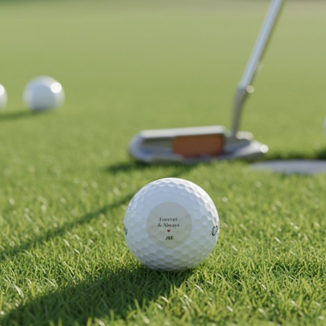 Forever & Always Custom Initials Romantic Golf Bal Golfball (Von Creator hochgeladen)