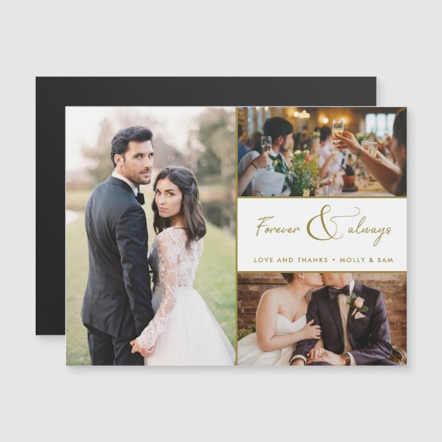 Forever & Always Gold Foto Hochzeit Vielen Dank Magnetkarte (Vorne/Hinten)