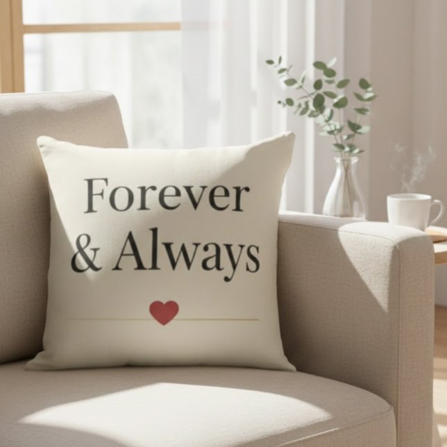 Forever & Always | Minimalist Romantic Quote Throw Kissen (Von Creator hochgeladen)