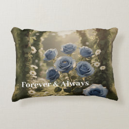 Forever & Always - Romantische blaue Rose Blumenge Dekokissen