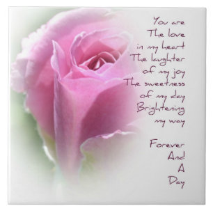 Forever and A Day Rose Gedicht Keramik Tile Fliese
