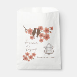 Forever Begins Wedding Favor Gift Bag with Lovebir Geschenktütchen