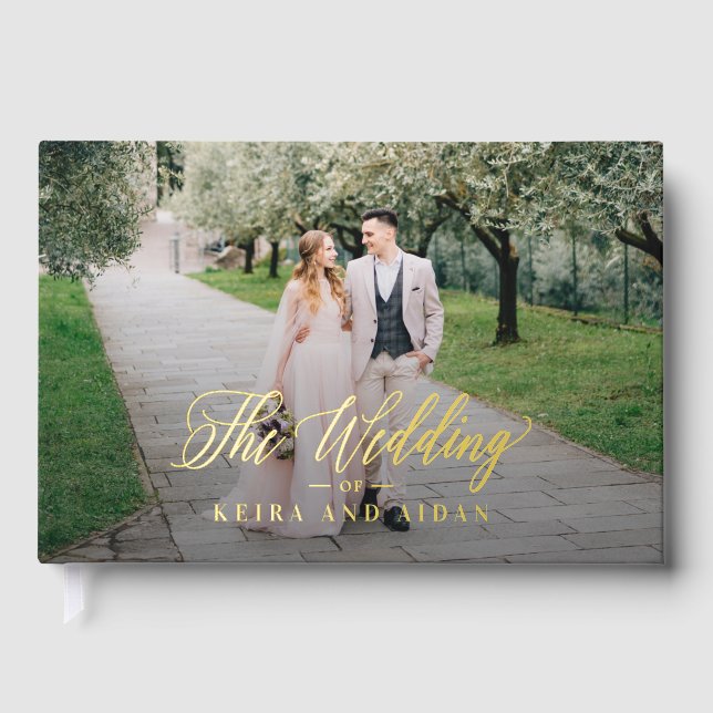 Forever Classic Foil Foto Wedding Guestbook Gästebuch (Vorderseite)