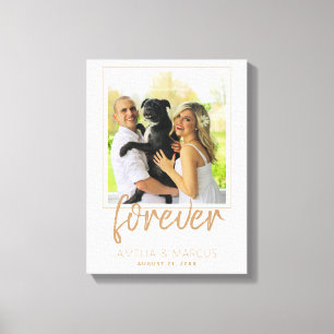 Forever Elegant Golden Script Wedding Keepake Leinwanddruck