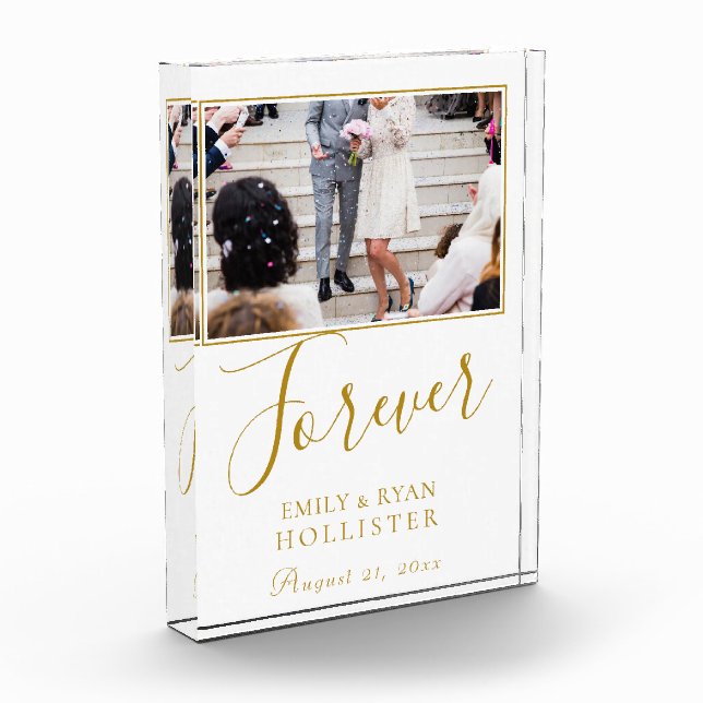 Forever Elegante Golden Script Hochzeit Fotoblock (Links)
