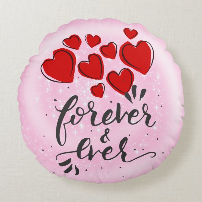 Forever & Ever - Coeurs Coussin rond (Devant)